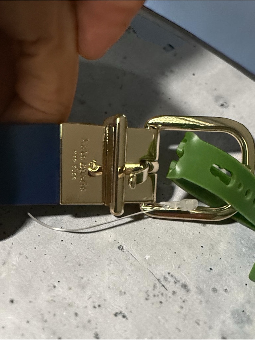 Kate Spade Blue Leather-Look Smart Belt with Metal Buckle - Picture 7 of 7